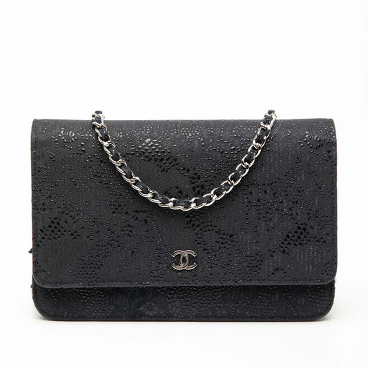 Chanel CC Lace Overlay Goatskin Wallet On Chain