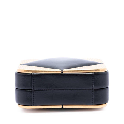 Chanel CC Lambskin and Metal Square Clutch with Chain