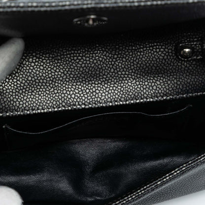 Chanel CC Metallic Caviar Interlaced Chain Clutch on Strap