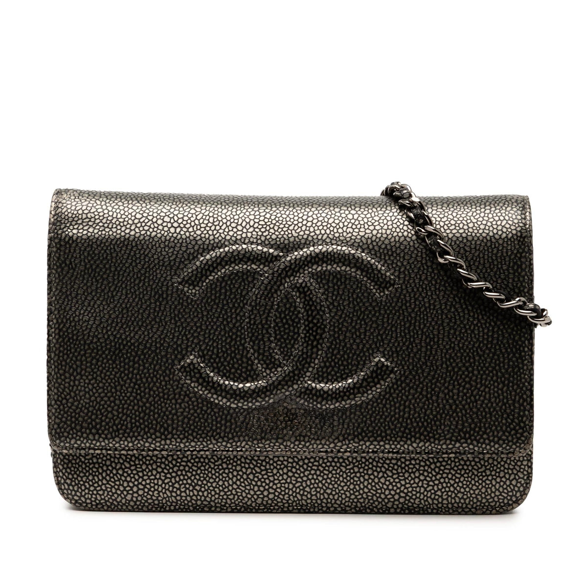 Chanel CC Metallic Caviar Wallet on Chain