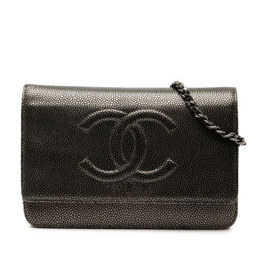 Chanel CC Metallic Caviar Wallet on Chain