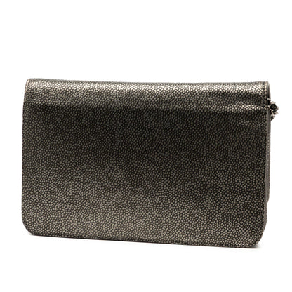 Chanel CC Metallic Caviar Wallet on Chain