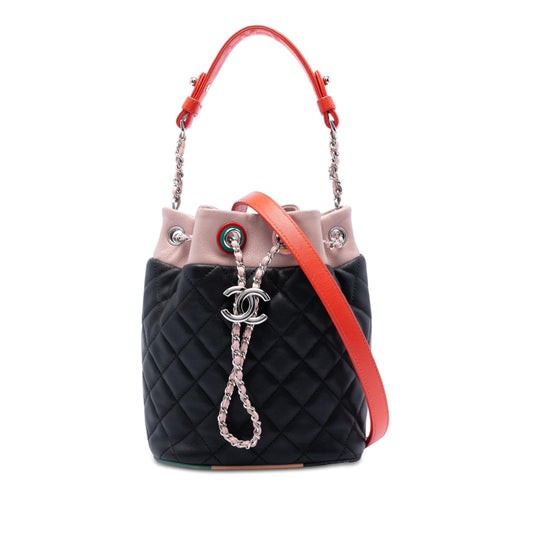Chanel CC Multicolor Quilted Lambskin Cuba Drawstring Bucket Bag