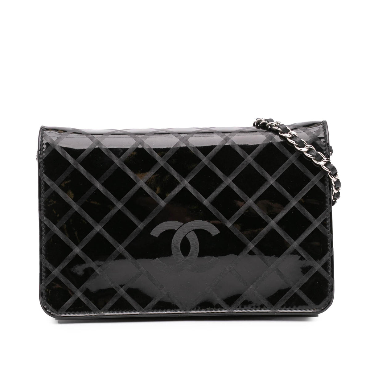 Chanel CC Patent Diamond Wallet On Chain