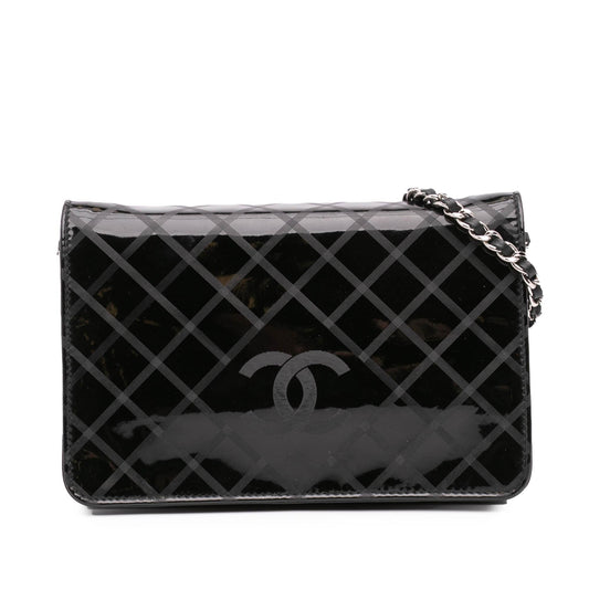 Chanel CC Patent Diamond Wallet On Chain