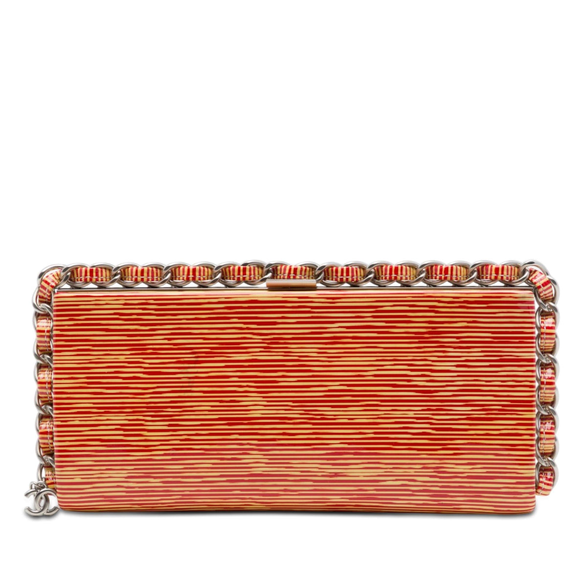 Chanel CC Patent Striped Chain Around Clutch