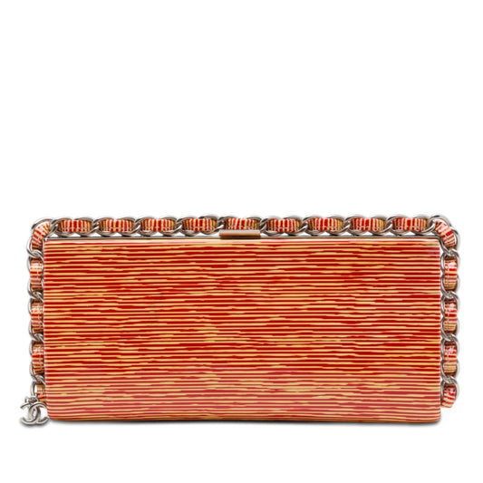 Chanel CC Patent Striped Chain Around Clutch