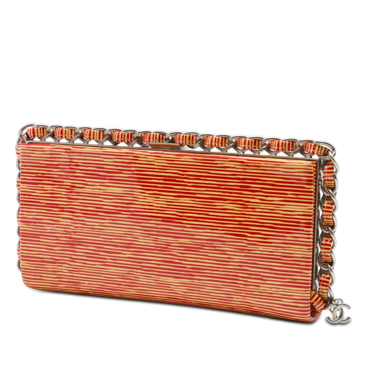 Chanel CC Patent Striped Chain Around Clutch