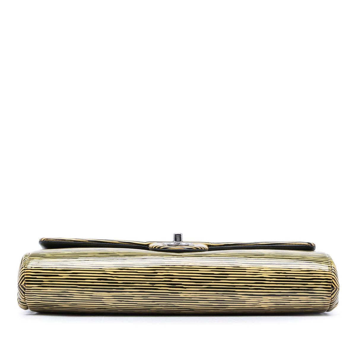 Chanel CC Patent Striped Flap Clutch with Chain