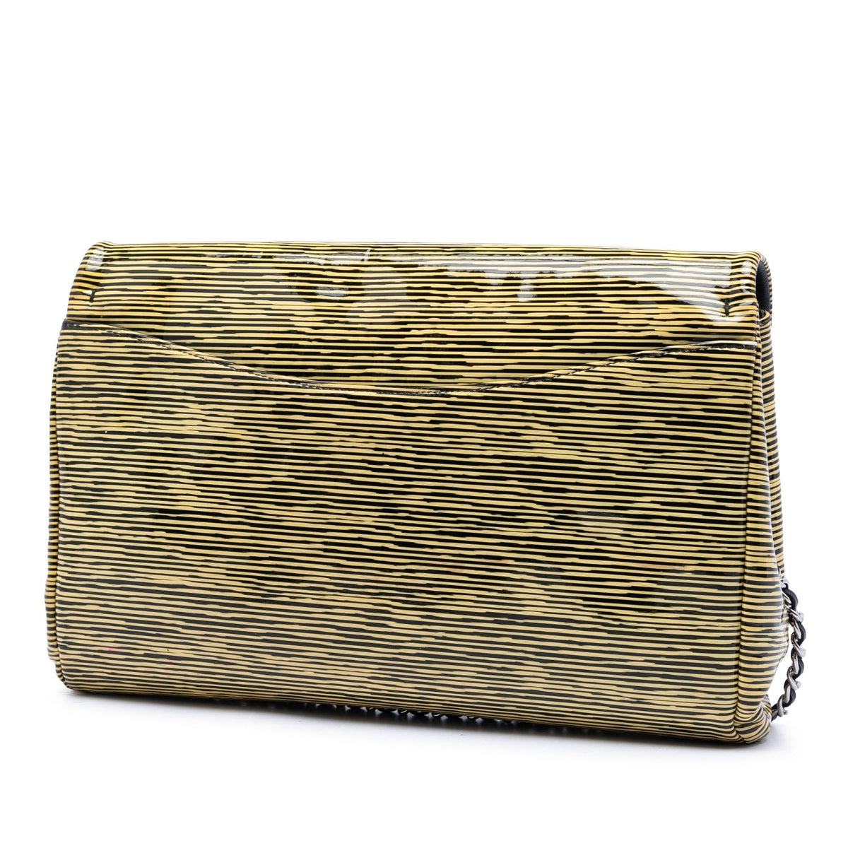 Chanel CC Patent Striped Flap Clutch with Chain