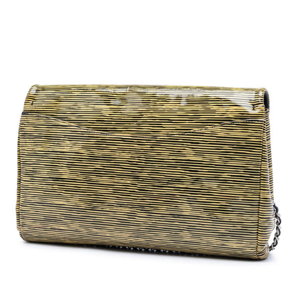 Chanel CC Patent Striped Flap Clutch with Chain