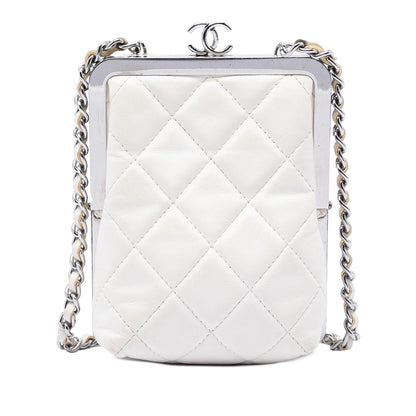 Chanel CC Quilted Acrylic and Lambskin Evening Clutch With Chain