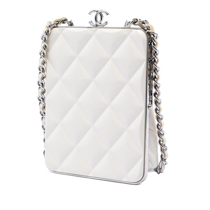 Chanel CC Quilted Acrylic and Lambskin Evening Clutch With Chain