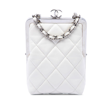 Chanel CC Quilted Acrylic and Lambskin Evening Clutch With Chain