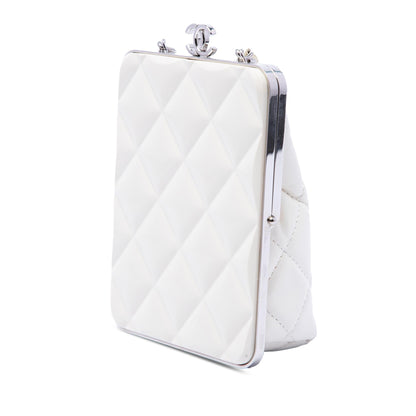 Chanel CC Quilted Acrylic and Lambskin Evening Clutch With Chain