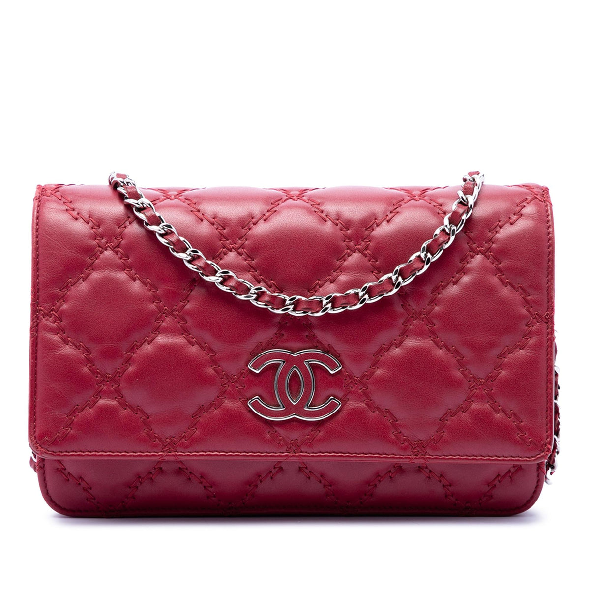 Chanel CC Quilted Calfskin Double Stitch Hamptons Wallet on Chain