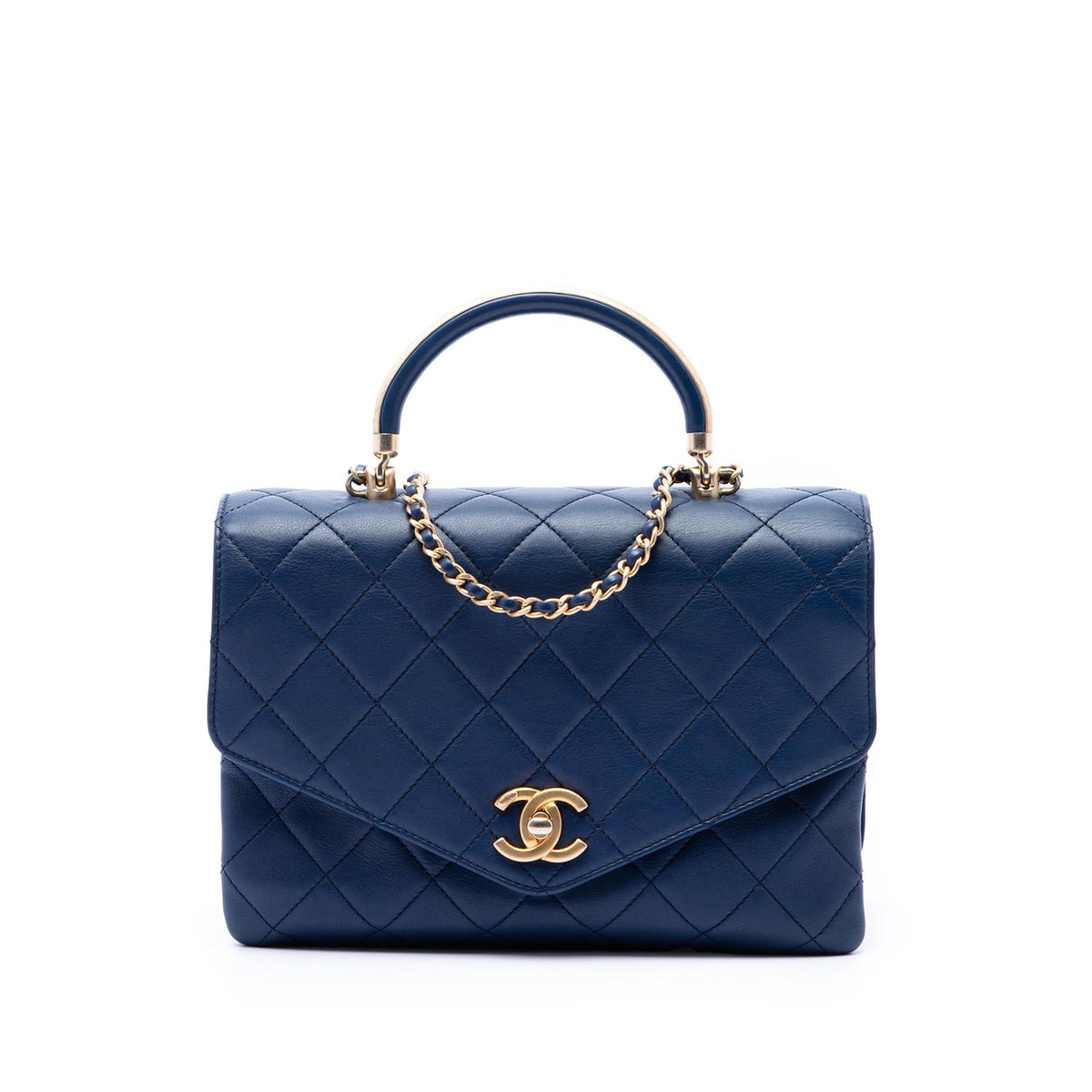 Chanel CC Quilted Calfskin Metal Top Handle Envelope Flap