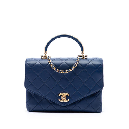Chanel CC Quilted Calfskin Metal Top Handle Envelope Flap