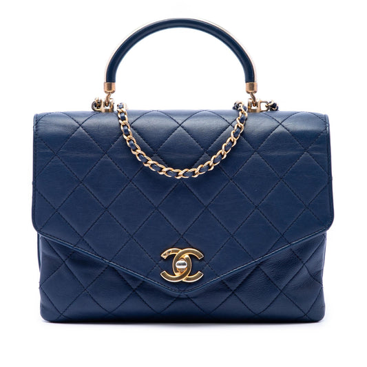 Chanel CC Quilted Calfskin Metal Top Handle Envelope Flap