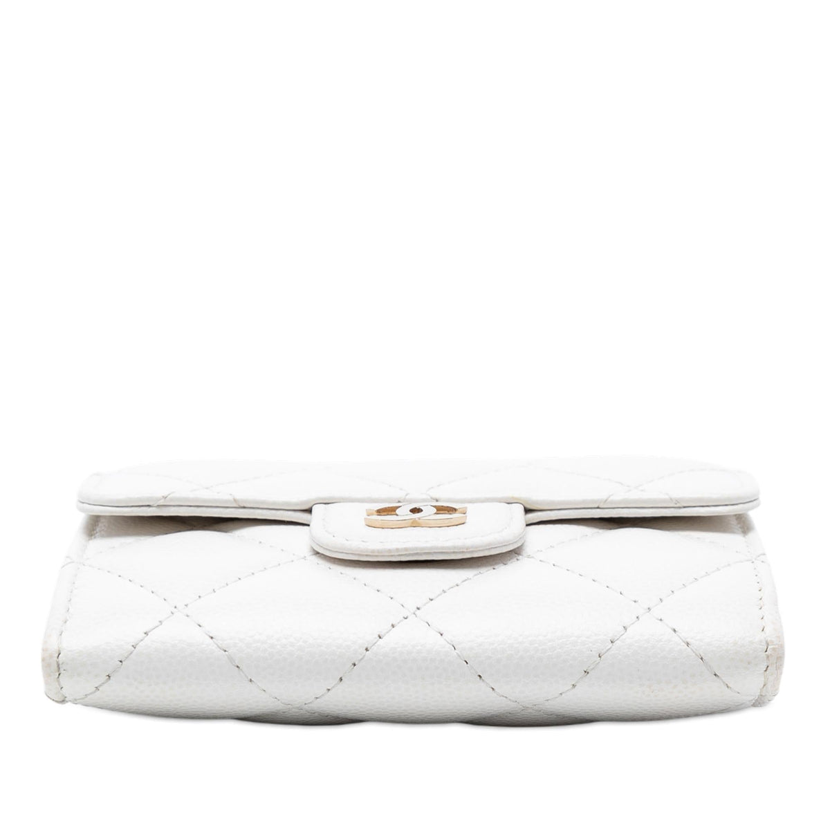Chanel CC Quilted Caviar Flap Card Holder with Chain