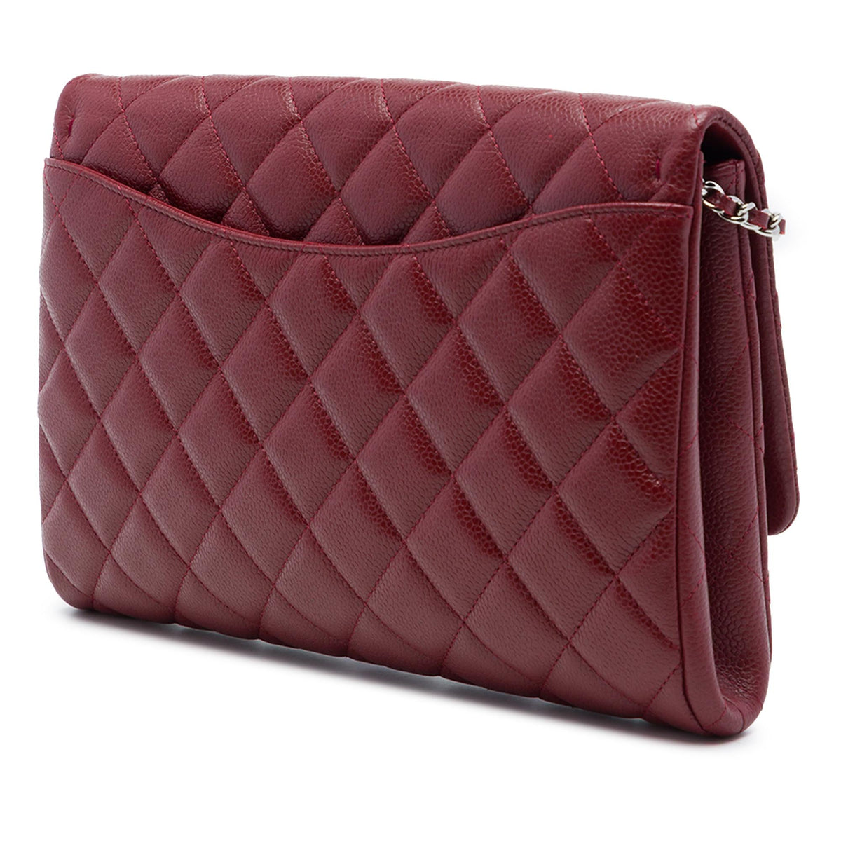 Chanel CC Quilted Caviar Flap Clutch with Chain