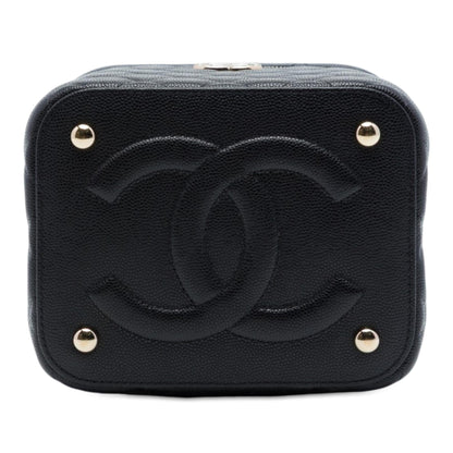 Chanel CC Quilted Caviar Top Handle Vanity with Chain