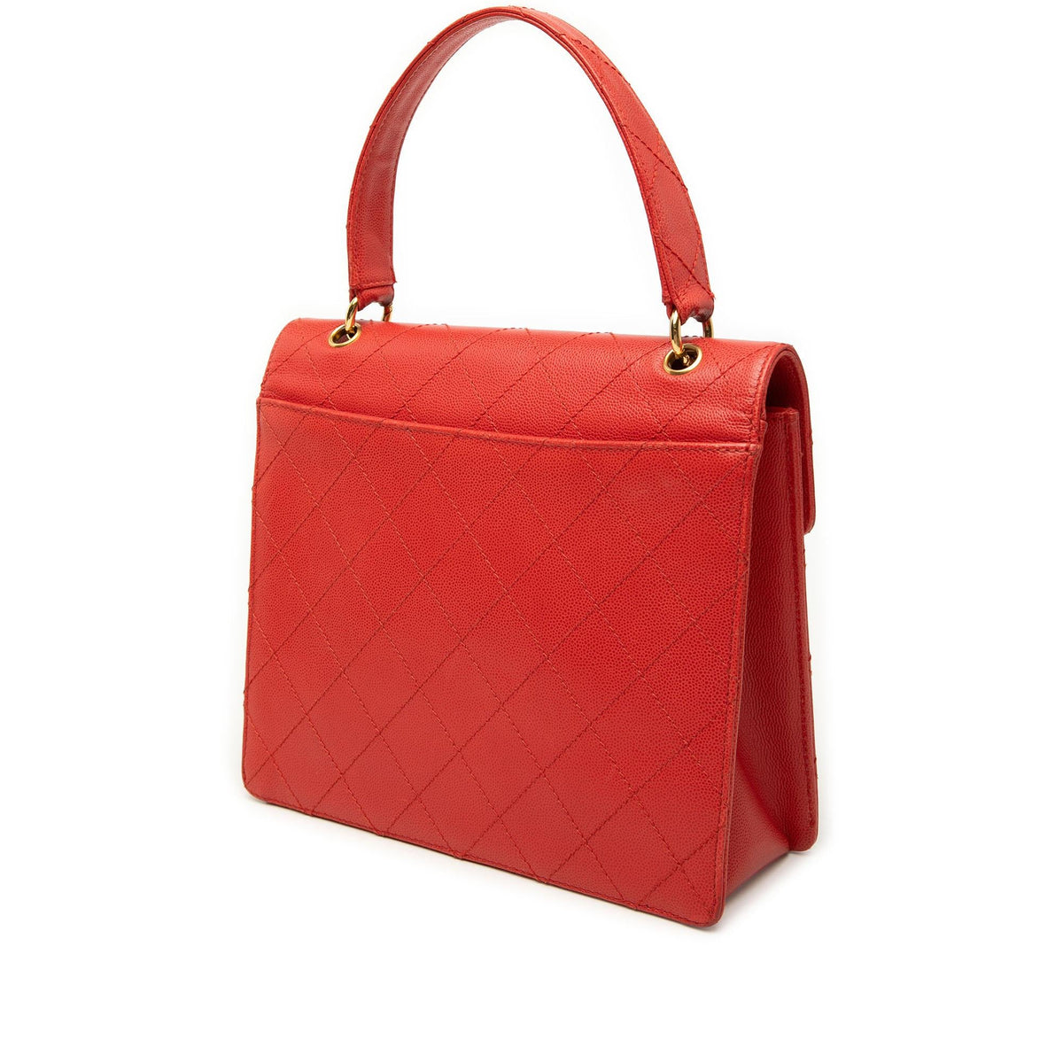 Chanel CC Quilted Caviar Turnlock Top Handle