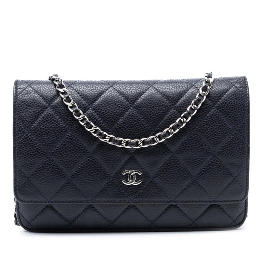 Chanel CC Quilted Caviar Wallet on Chain