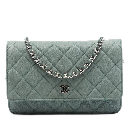 Chanel CC Quilted Caviar Wallet on Chain