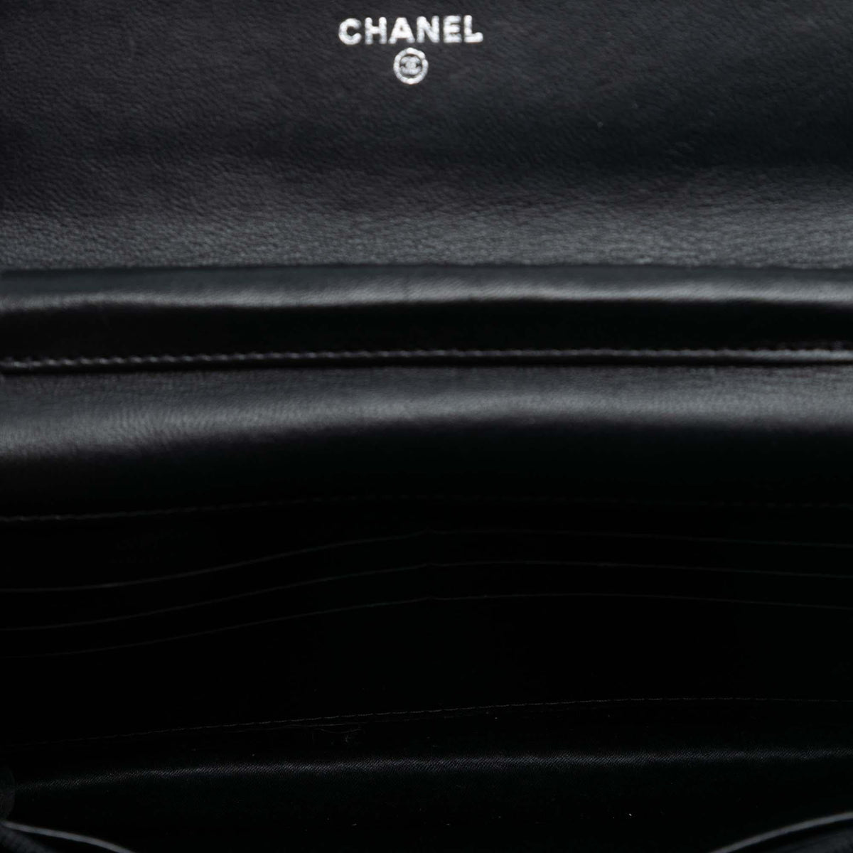 Chanel CC Quilted Crinkled Patent Wallet On Chain