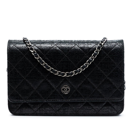Chanel CC Quilted Crinkled Patent Wallet On Chain