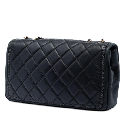 Chanel CC Quilted Iridescent Calfskin Whipstitch Single Flap