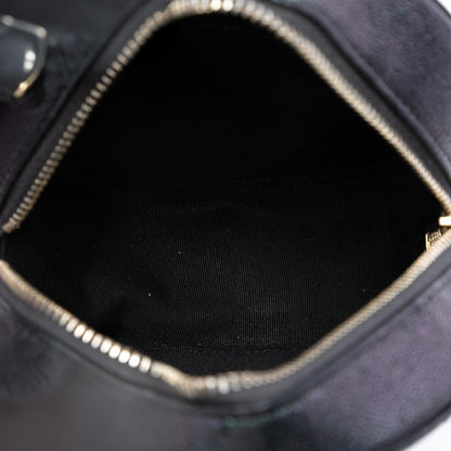 Chanel CC Quilted Iridescent Caviar Round Clutch With Chain