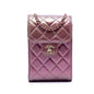 Chanel CC Quilted Iridescent Lambskin Phone Holder with Chain