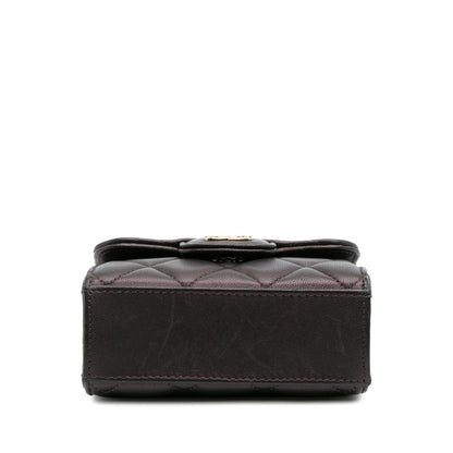 Chanel CC Quilted Iridescent Lambskin Top Handle Flap Clutch With Chain