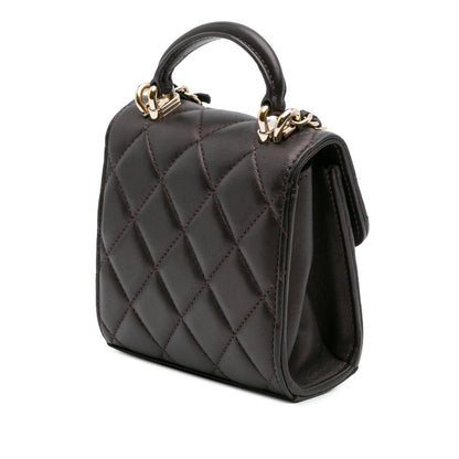 Chanel CC Quilted Iridescent Lambskin Top Handle Flap Clutch With Chain