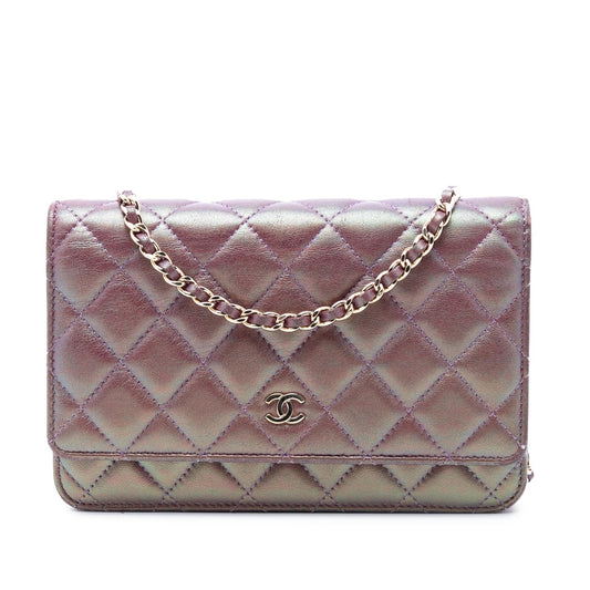 Chanel CC Quilted Iridescent Lambskin Wallet on Chain
