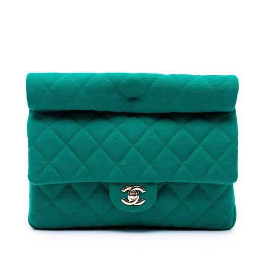 Chanel CC Quilted Jersey Roll Clutch
