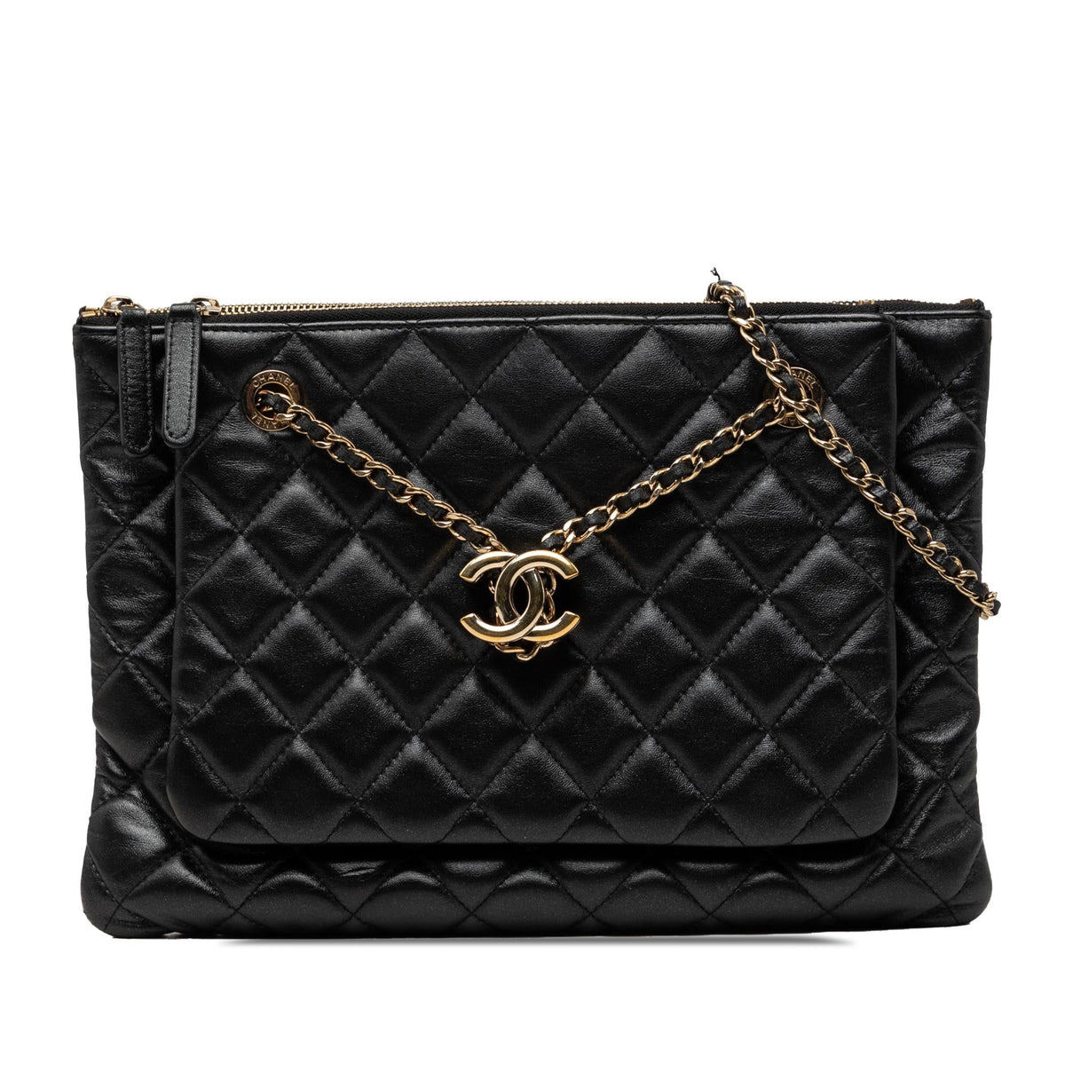 Chanel CC Quilted Lambskin Double Zip Crossbody