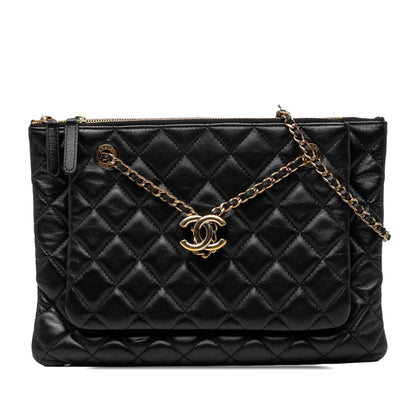 Chanel CC Quilted Lambskin Double Zip Crossbody