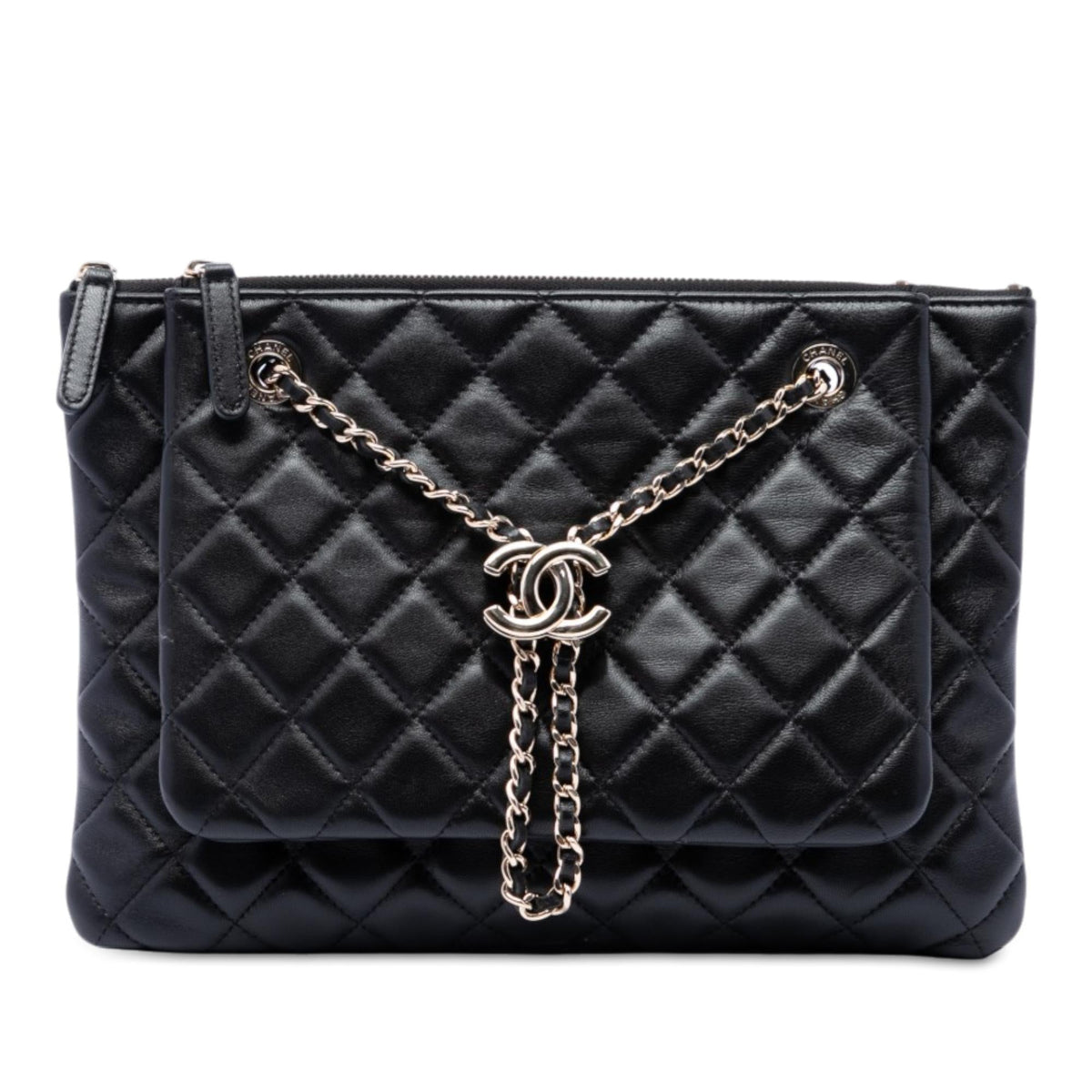 Chanel CC Quilted Lambskin Double Zip Crossbody