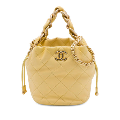Chanel CC Quilted Lambskin Drawstring Bucket Bag