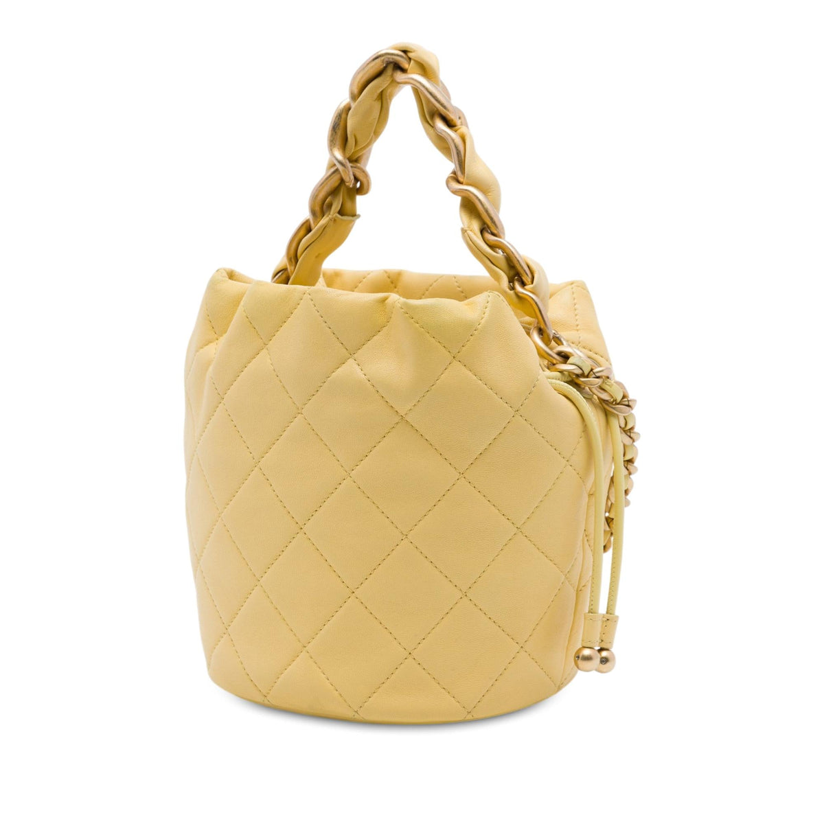 Chanel CC Quilted Lambskin Drawstring Bucket Bag