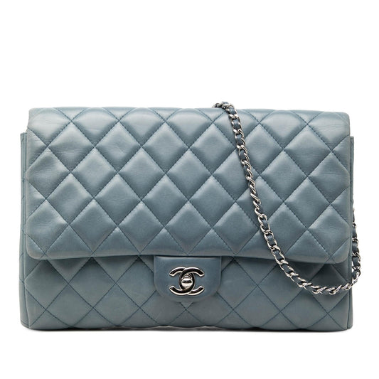 Chanel CC Quilted Lambskin Flap Clutch with Chain