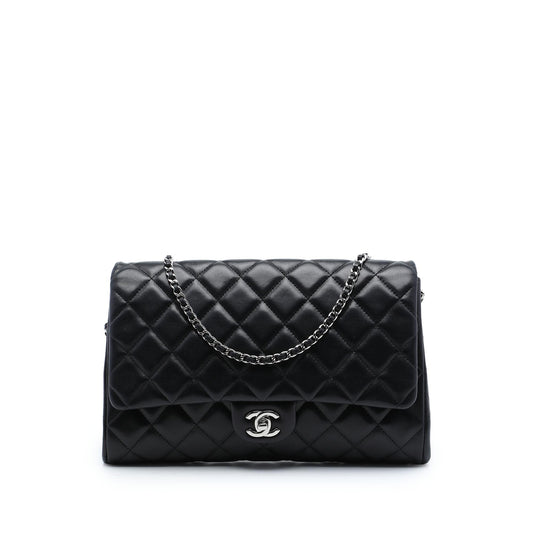 Chanel CC Quilted Lambskin Flap Clutch with Chain