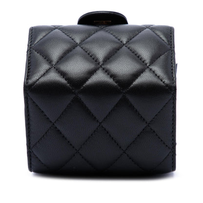 Chanel CC Quilted Lambskin Foldable Jewelry Box with Chain