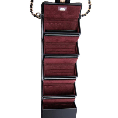 Chanel CC Quilted Lambskin Foldable Jewelry Box with Chain