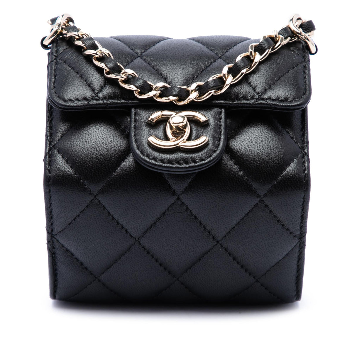 Chanel CC Quilted Lambskin Foldable Jewelry Box with Chain