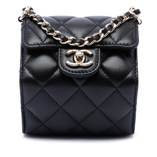 Chanel CC Quilted Lambskin Foldable Jewelry Box with Chain