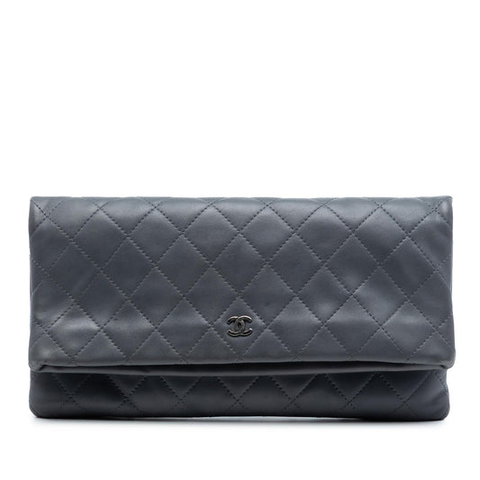 Chanel CC Quilted Lambskin Foldover Clutch